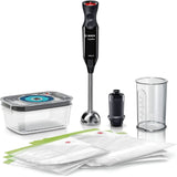 Bosch Stabmixer Ergomixx MS6CB61V1, Vakuum-Funktion, Edelstahl-Mixfuß, Mix- Und Messbecher, Vakuum-Pumpe, Vakuum-Beutel, Vakuum-Frischhaltedose, 12 Stufen plus Turbo, 1000 W, Nero/Antracite Kitchen Naty Shop