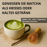 | Matcha biologico in polvere 100 g | Grado cerimoniale in polvere di tè verde Matcha | 100% naturale e di prima qualità | Tè disintossicante | Compatibile con set Matcha, stelo, ciotola e bicchiere.