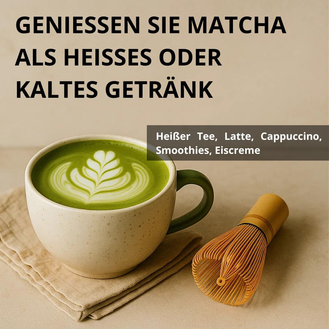 | Matcha biologico in polvere 100 g | Grado cerimoniale in polvere di tè verde Matcha | 100% naturale e di prima qualità | Tè disintossicante | Compatibile con set Matcha, stelo, ciotola e bicchiere.