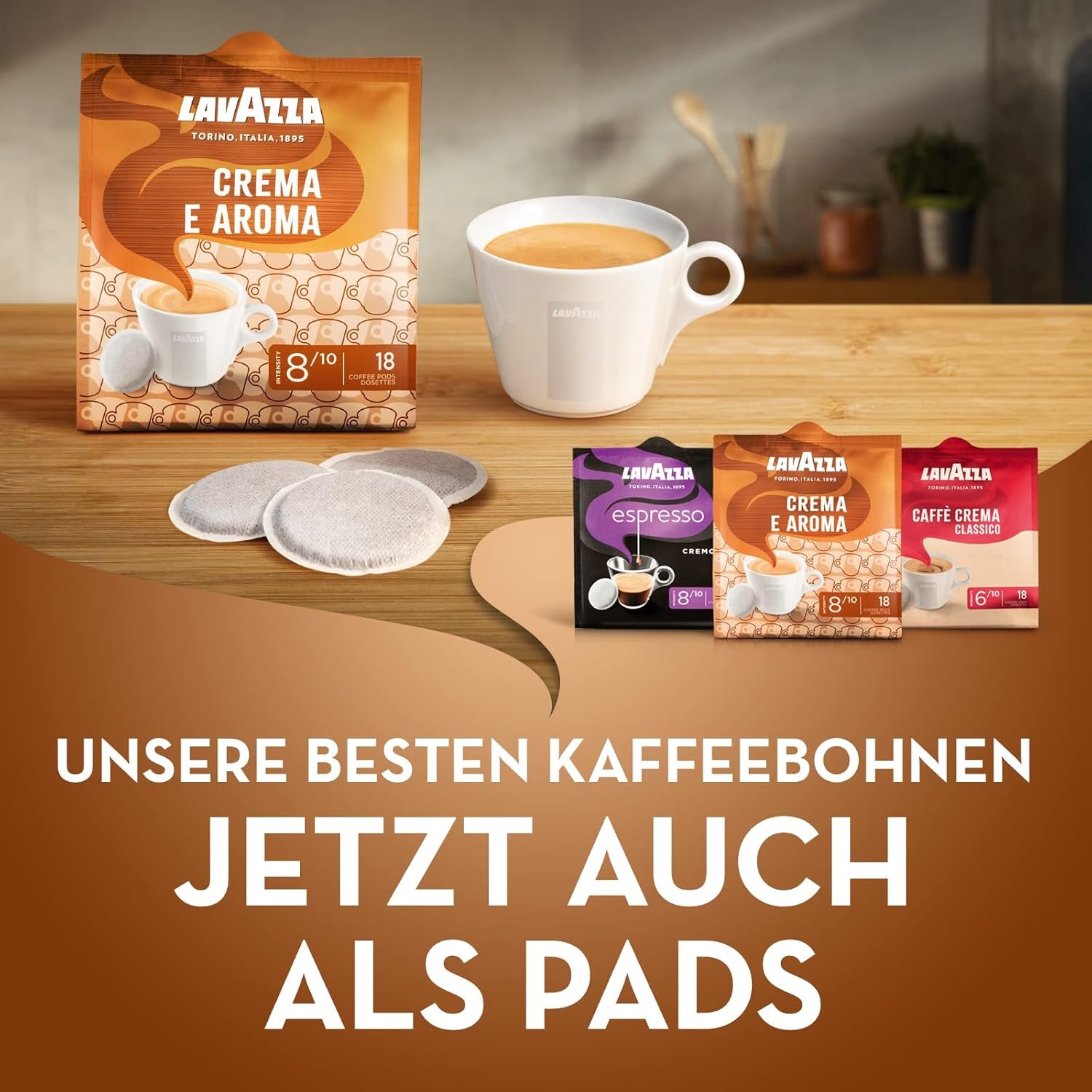 Lavazza Crema E Aroma, gusto cremoso e aromatico, Röstung medio, 18 cialde