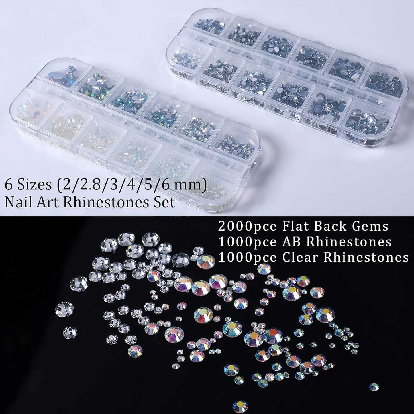 ANNYA 4000 Pezzi Strasssteine ​​​​Nägel Nail Art Strasssteine ​​​​Dekorationen Nagelsteine ​​Für Nail Art Zubehör e Klare Kristall Strasssteine ​​​​Handwork con Pick Up Pinzette e Strass Picker Dotting Pen…