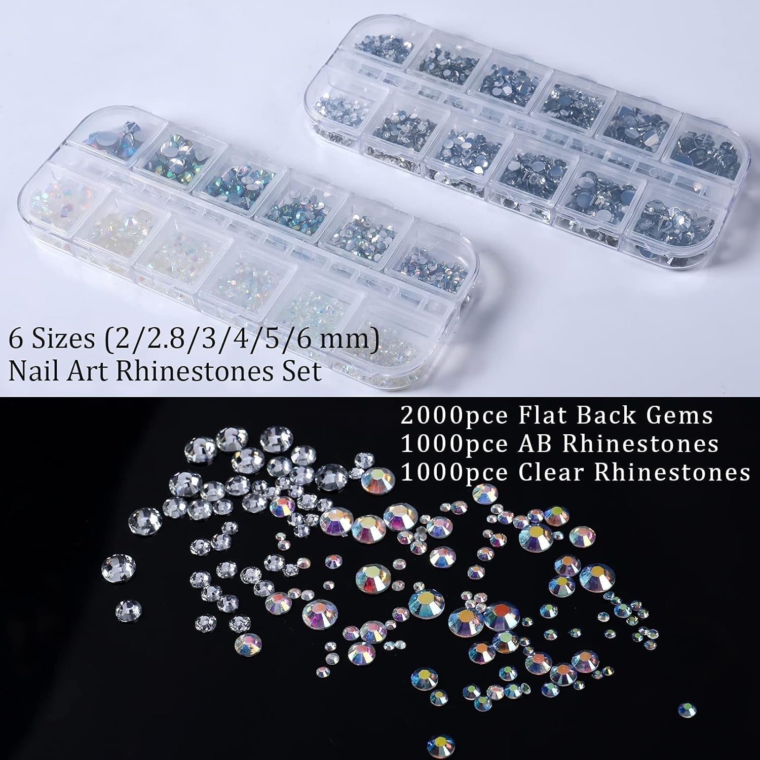 ANNYA 4000 Pezzi Strasssteine ​​​​Nägel Nail Art Strasssteine ​​​​Dekorationen Nagelsteine ​​Für Nail Art Zubehör e Klare Kristall Strasssteine ​​​​Handwork con Pick Up Pinzette e Strass Picker Dotting Pen…