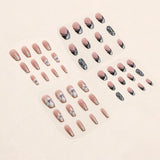 Unghie artificiali Glitter naturali Stampa breve su unghie glitter autoadesive acriliche per donne Ragazze Accessori per nail art 48 pezzi