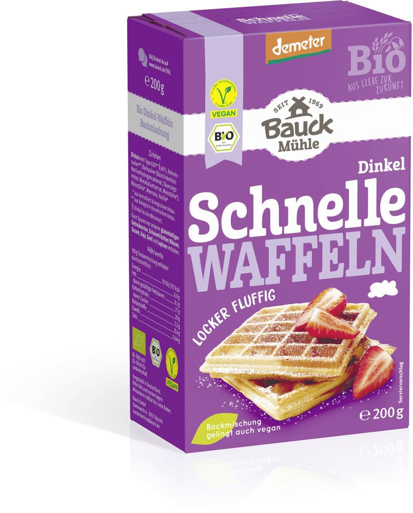 Demeter Bauck Hof Bio Dinkel Wafflen, 200 G Miscela per panificazione e cottura Naty Shop 12 X 200 Gr