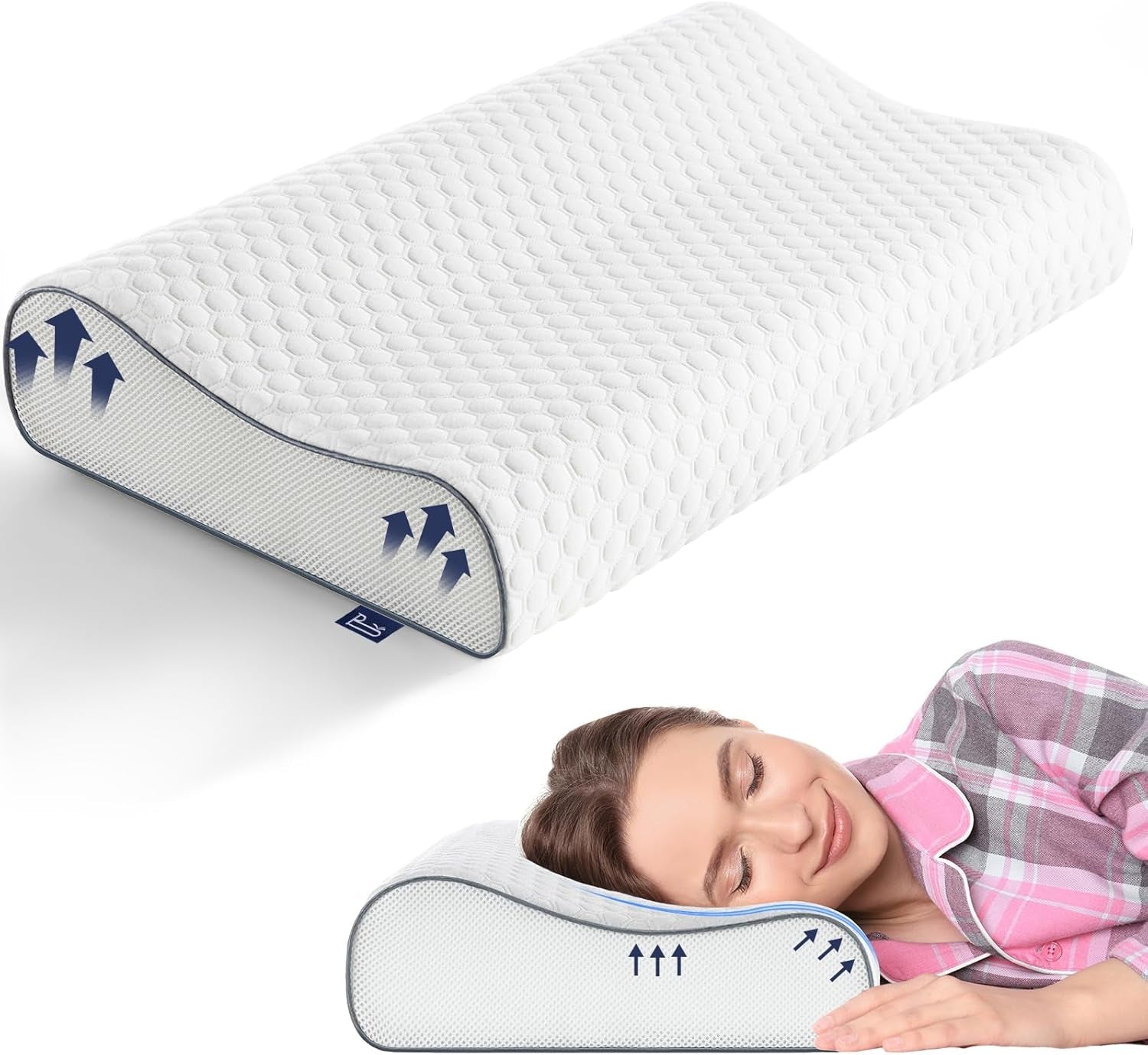 BedStory Cuscino in Memory Foam, Cuscino di Supporto per Collo Regolabile in Altezza, Cuscino ergonomico, Cuscino per chi dorme sul fianco per chi dorme sulla schiena e sullo stomaco (60x36x12/10 cm)