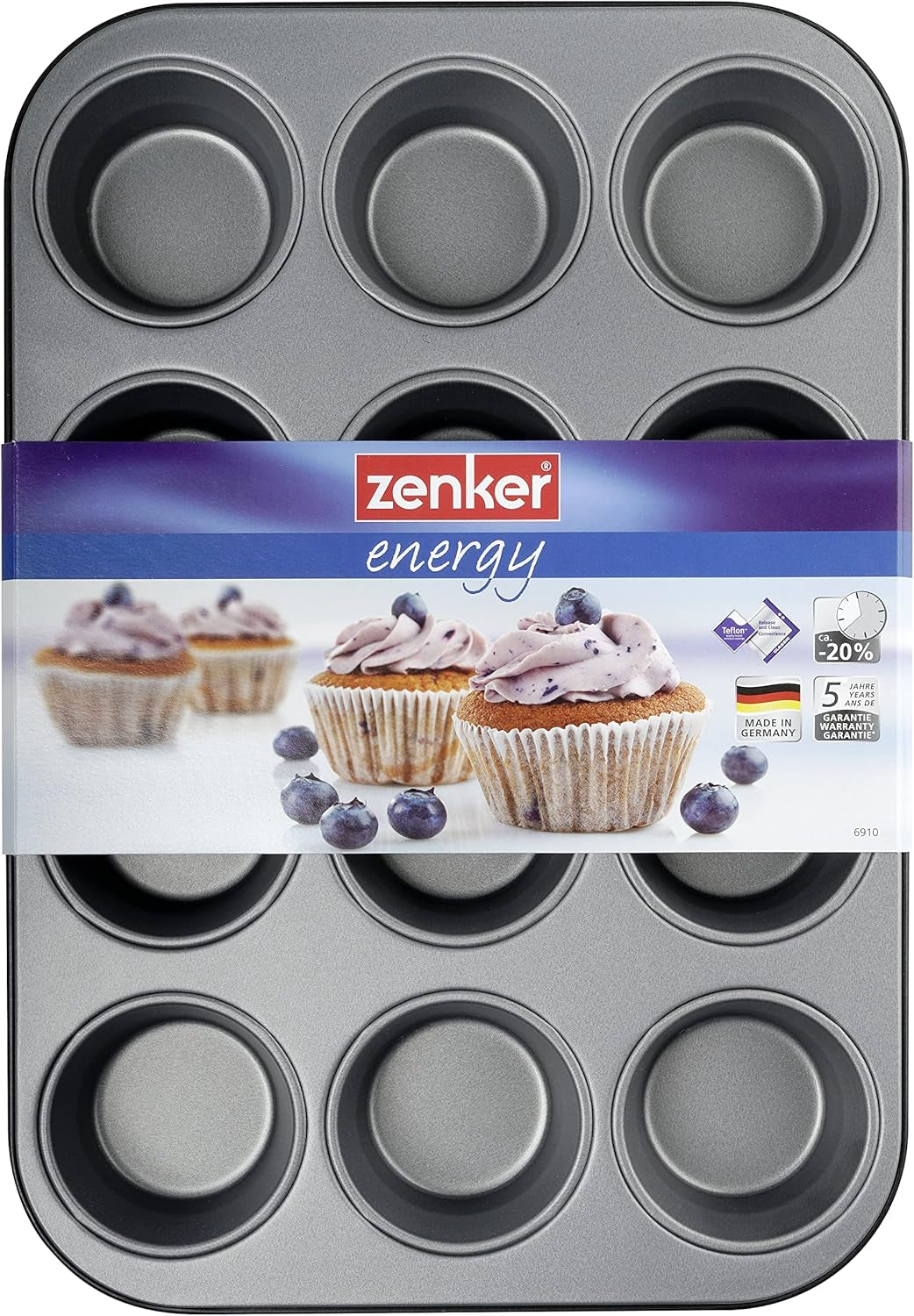 Zenker 12Er Muffinform Energy, Premium-Backform, Für Köstliche Kuchen, Verkürzt Die Backzeit Um Bis Zu 20% (Farbe: Silber/Anthrazit), Menge: 1 Stück, Hellgrau Und Dunkelgrau Stampi e vassoi per cuocere Naty Shop
