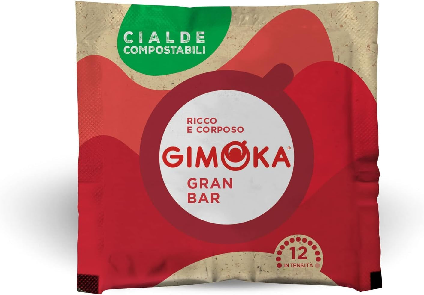Gimoka Kompostierbare Kaffeepads, Gran Bar Intenso Kaffeemischung, Intensität 12-100 Pads - Compatibile con il sistema ESE Papier Pads 44 mm