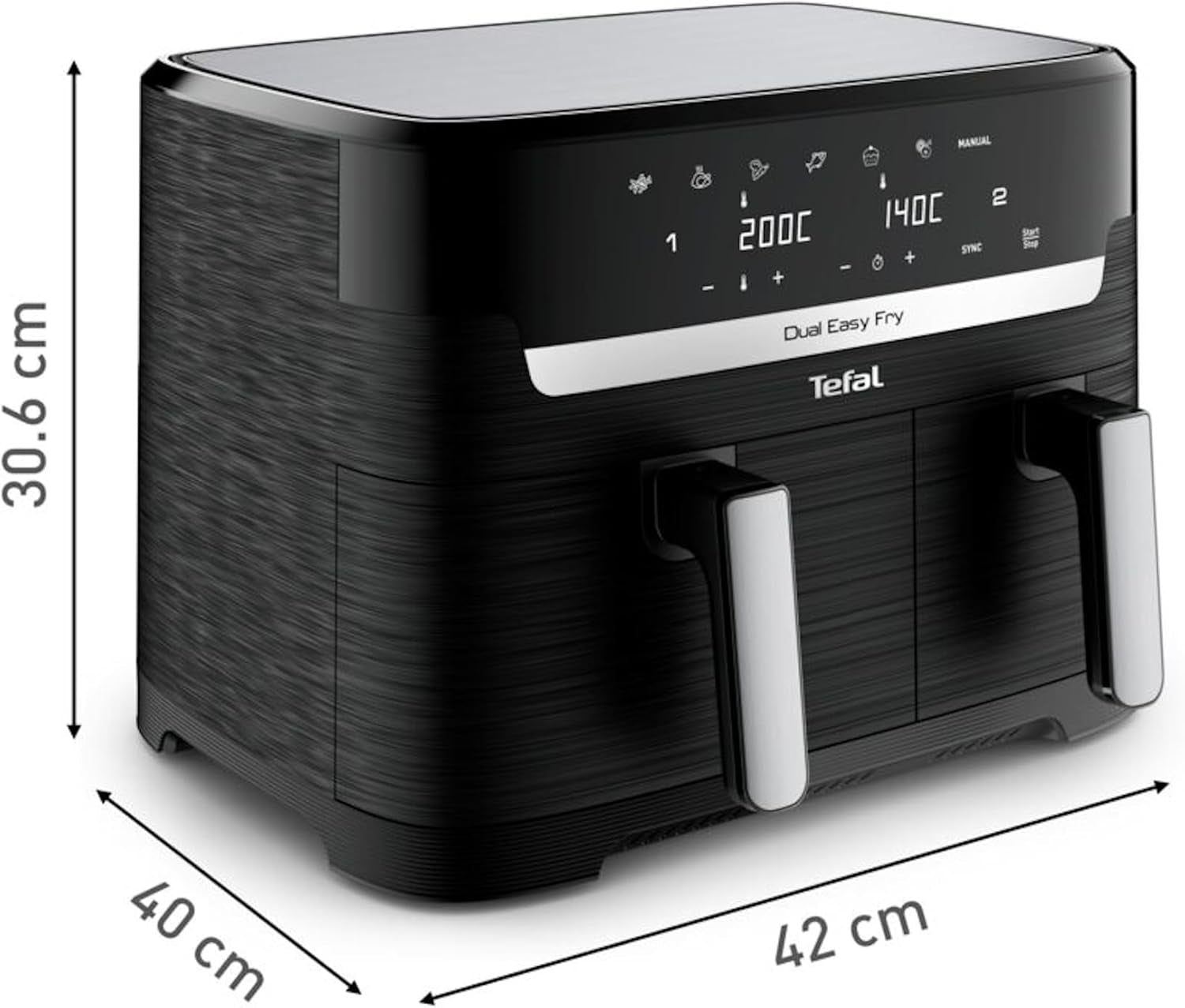 Friggitrice ad aria calda Tefal Dual Easy Fry con due camere, capacità 5,2/3,1 litri, due cassetti indipendenti, 7 programmi Elettrodomestici Naty Shop