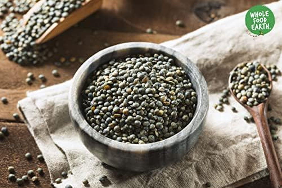 Wholefood Earth Lenticchie Verde Scuro Biologiche Alla Francese 1kg Non OGM | Vegano | Ricco di fibre | Ricco di proteine ​​| Certificato biologico