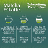 Matcha per latte Miscela di tè verde con zucchero di canna, 400 g, vegano, per 20 porzioni