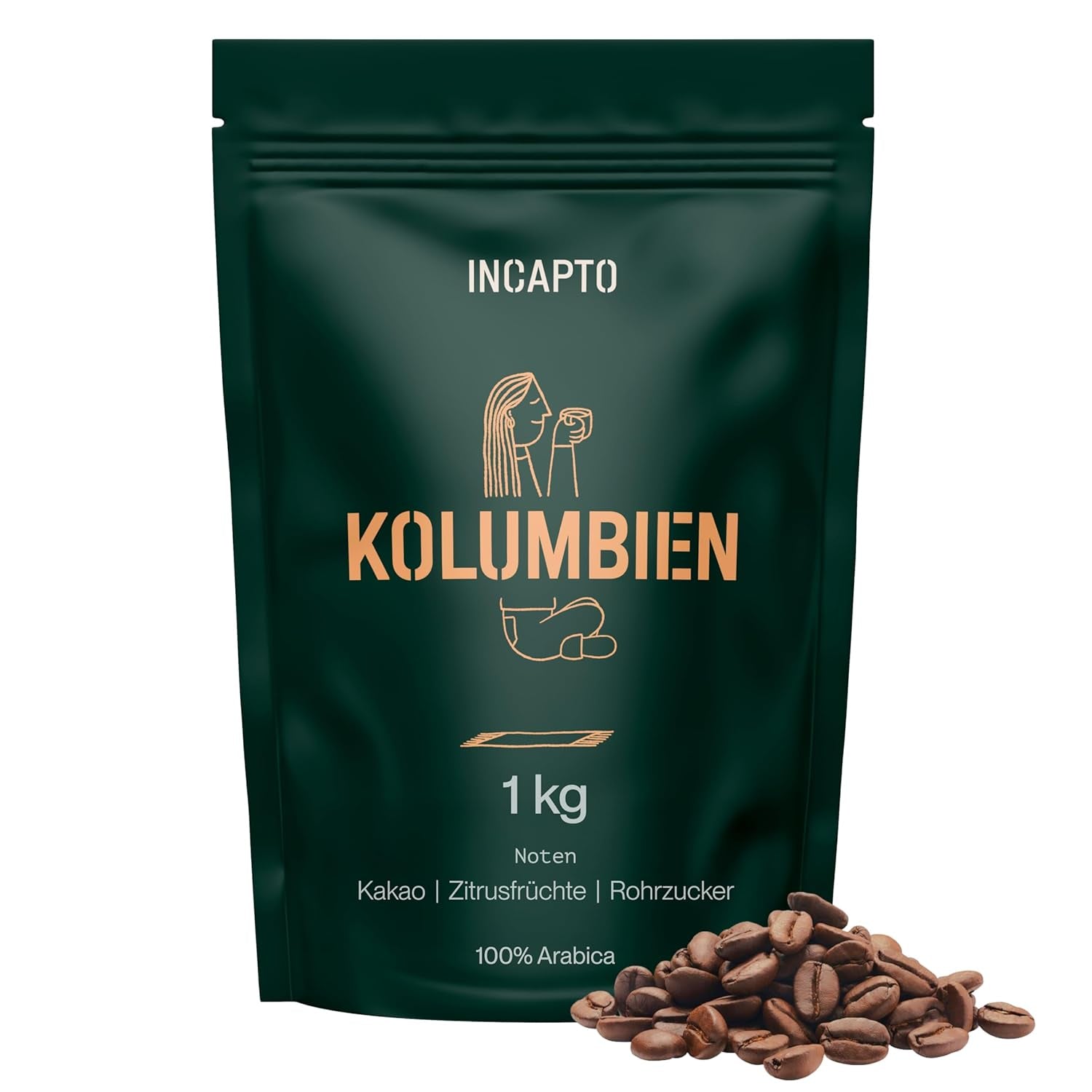 Incapto Spezialitäten-Kaffeebohnen | Colombiano monorigine | Espresso 100% Arabica | Caffè Speciale 84 Punti SCA | Geröstete Bohnenkaffee tradizionale | Piantaggine Huila, Cadefihuila, 1kg