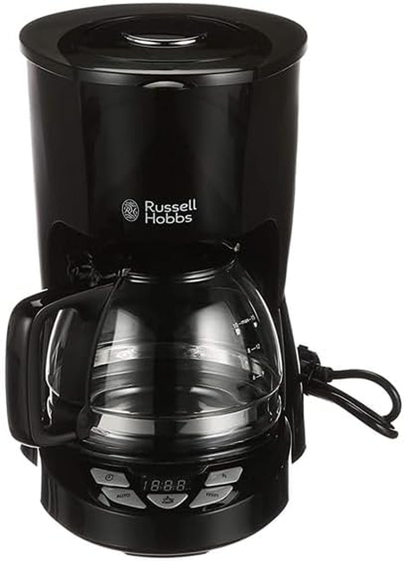 Macchina per caffè Russell Hobbs [Timer digitale, soffione per estrazione e aroma ottimali] Textures+ (da 1 a 12 tazze, caraffa in vetro da 1,25 litri, piastra riscaldante, sistema antigoccia) Macchina per caffè con filtro 22620-56