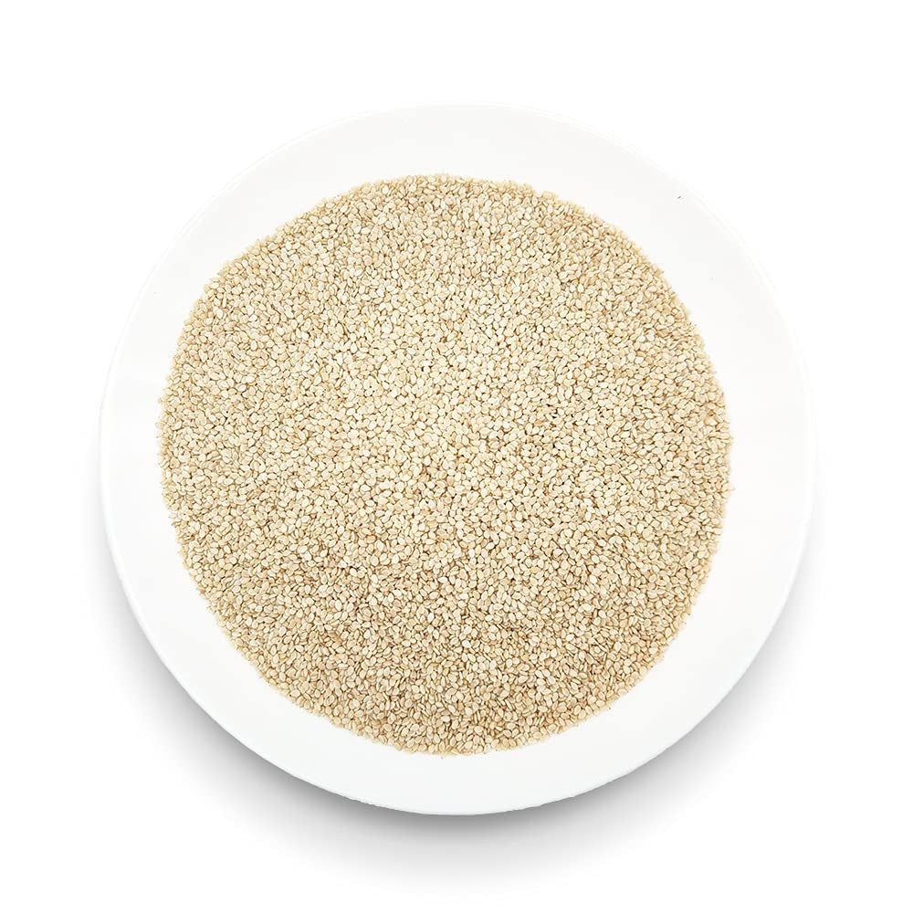 Semi di sesamo biologici 3 kg, semi oleosi biologici crudi, sesamo bianco, decorticato naturalmente, non tostato, fonte di calcio e ferro, confezione economica