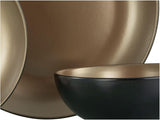 CreaTable, 23598, serie GLAMOUR - Oro, set di stoviglie da 16 pezzi, servizio combinato in porcellana, lavabile in lavastoviglie e adatto al microonde, produzione di qualità