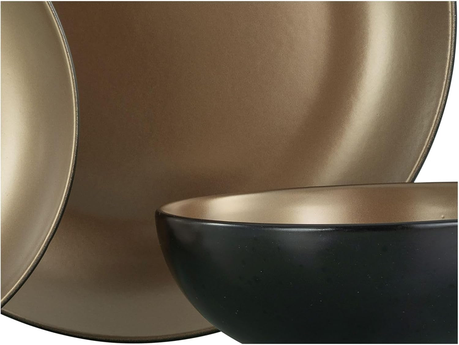 CreaTable, 23598, serie GLAMOUR - Oro, set di stoviglie da 16 pezzi, servizio combinato in porcellana, lavabile in lavastoviglie e adatto al microonde, produzione di qualità