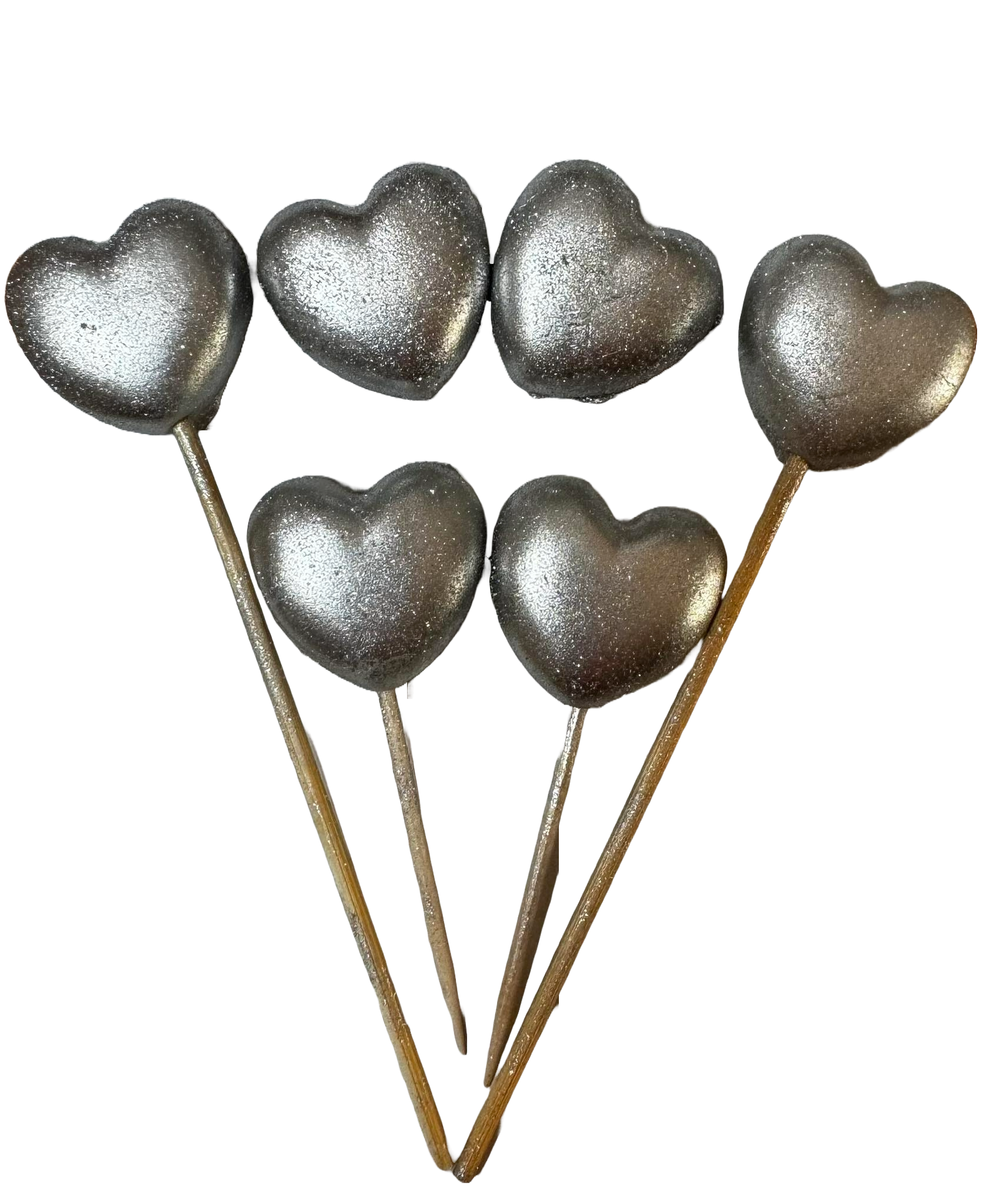 Set 6 decorazioni in zucchero commestibile, Cuori Argento Naty Shop Decorazioni in Pasta di Zucchero