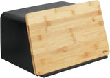 WENKO Kubo Cestino per il Pane con Tagliere in bambù, Contenitore Versatile per il Pane con Coperchio e Tagliere in bambù Integrato, Contenitore per Alimenti, Resistente per il Pane, 35 x 20,5 x 26 cm, Nero/Naturale Naty Shop Scatole per Alimenti Nero/Marrone