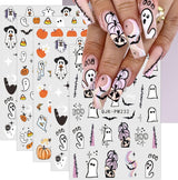 JMEOWIO Nagelsticker Halloween 9 Blatt Nail Art Sticker Selbstklebend Nagelaufkleber Süßes Gespens Kürbis Dekoration Nageldesign Zubehör