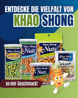 Piselli verdi fritti Khao Shong con wasabi, piselli croccanti in pastella piccante, un'alternativa a basso contenuto di grassi alla frutta secca, mediamente piccante, 1 lattina da 140 g | 140 g (1 confezione)