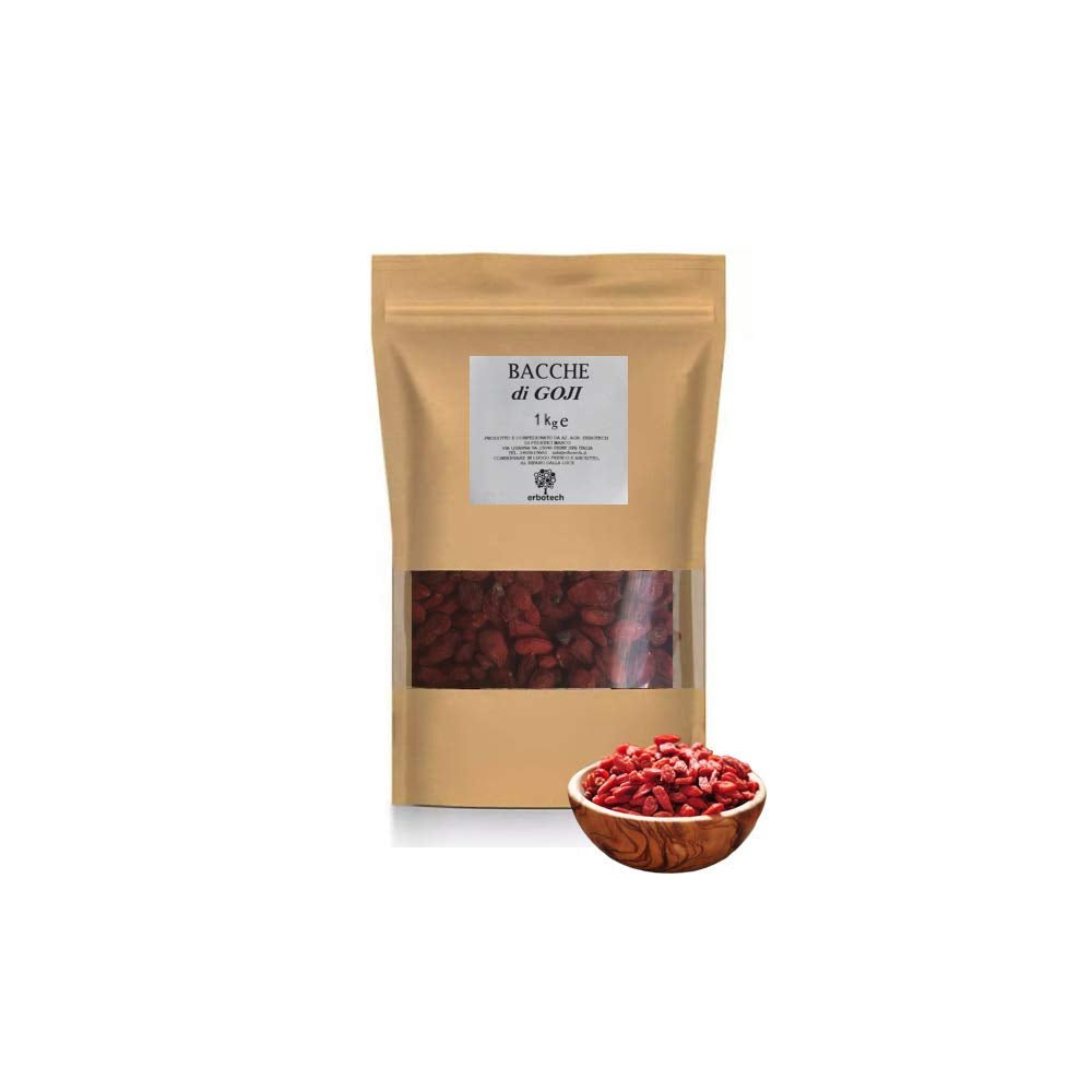 ERBOTECH Bacche di Goji 200 g, bacche di goji ad alto contenuto vitaminico, frutta secca senza zucchero e zolfo, superfood naturali e ricchi di energia, prodotti disidratati Made in Italy Naty Shop 1 kg