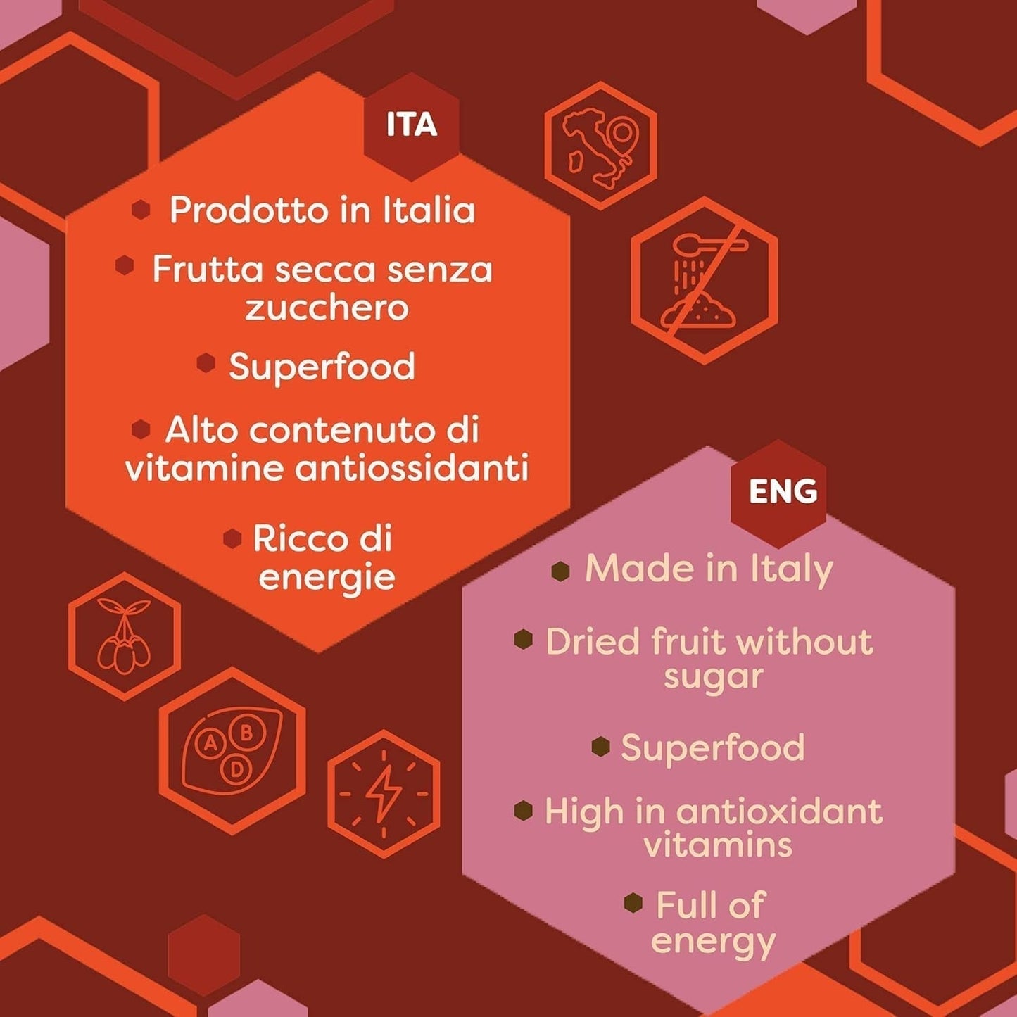 ERBOTECH Bacche di Goji 200 g, bacche di goji ad alto contenuto vitaminico, frutta secca senza zucchero e zolfo, superfood naturali e ricchi di energia, Made in Italy Prodotti disidratati Naty Shop