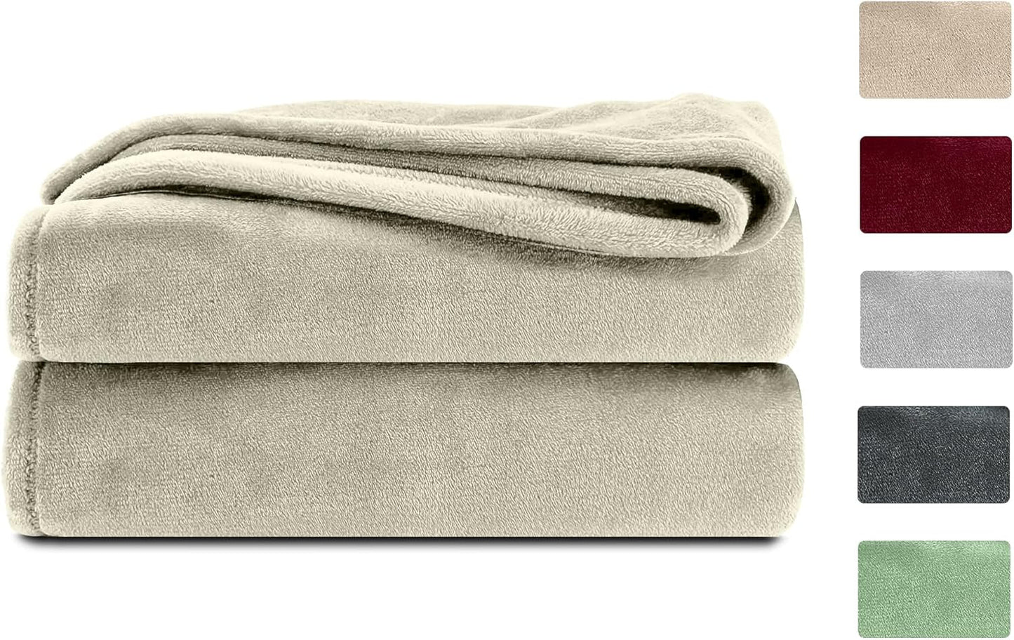 Komfortec soffice coperta, coperta comoda, coperta in pile, certificata Oeko-Tex, super morbida, 150X200 Cm, 260 G/M², beige Letti e coperte Besuche den Komfortec-Store Ecru 220 X 240 Cm