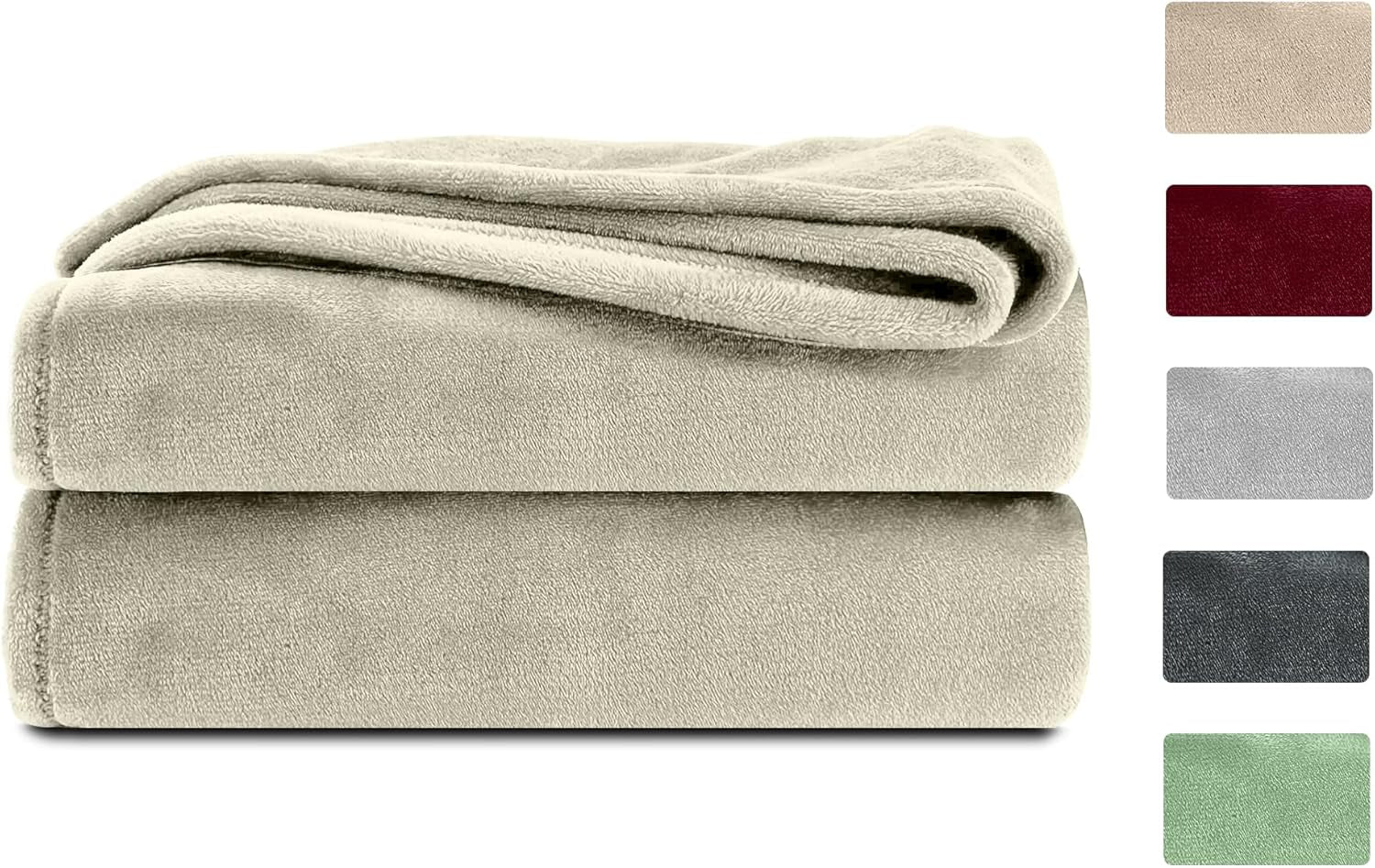 Komfortec soffice coperta, coperta comoda, coperta in pile, certificata Oeko-Tex, super morbida, 150X200 Cm, 260 G/M², beige Letti e coperte Besuche den Komfortec-Store Ecru 220 X 240 Cm