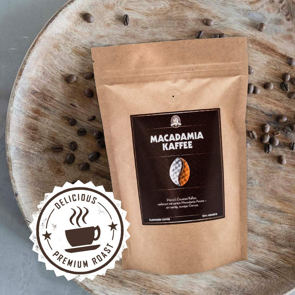 Henry's Macadamia Coffee 1000g - il nostro raffinato caffè gourmet dai sapori più raffinati - tostato artigianalmente - chicchi di caffè premium