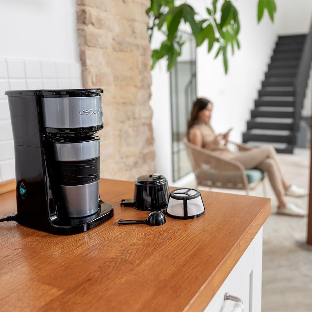 Macchina per caffè espresso Cecotec Coffee 66 Drop&Go con caraffa termica, 700 W, capacità 420 ml, beccuccio sigillato, filtro permanente o in carta, funzione di spegnimento automatico, contenitore con finestra