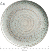 MÄSER 931744 Serie Spicy Market, set di stoviglie per 4 persone dipinto a mano in design vintage mediterraneo, set combinato in ceramica da 16 pezzi, verde, gres