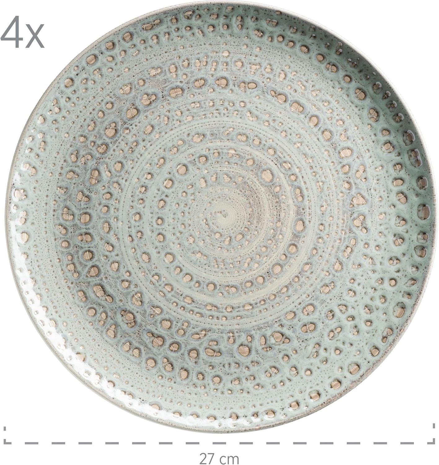 MÄSER 931744 Serie Spicy Market, set di stoviglie per 4 persone dipinto a mano in design vintage mediterraneo, set combinato in ceramica da 16 pezzi, verde, gres
