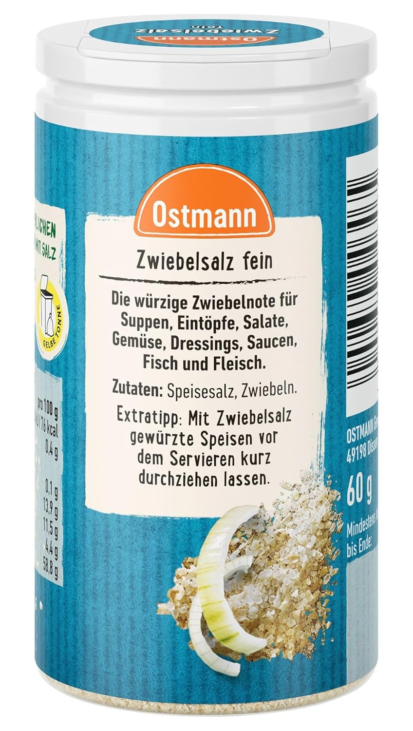 Ostmann Gewürze - Zwiebelsalz | Nachfüllbare & Recyclable Verpackung | 60 g in Der Streudose