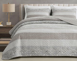 Collezione Chezmoi Addy Set trapunta patchwork Cotone prelavaggio Leggero Reversibile Tutte le stagioni Oversize 3 pezzi Blu marino Bianco Grigio Talpa Trapunte e trapunte scozzesi Naty Shop Righe patchwork ibisco Talpa Twin