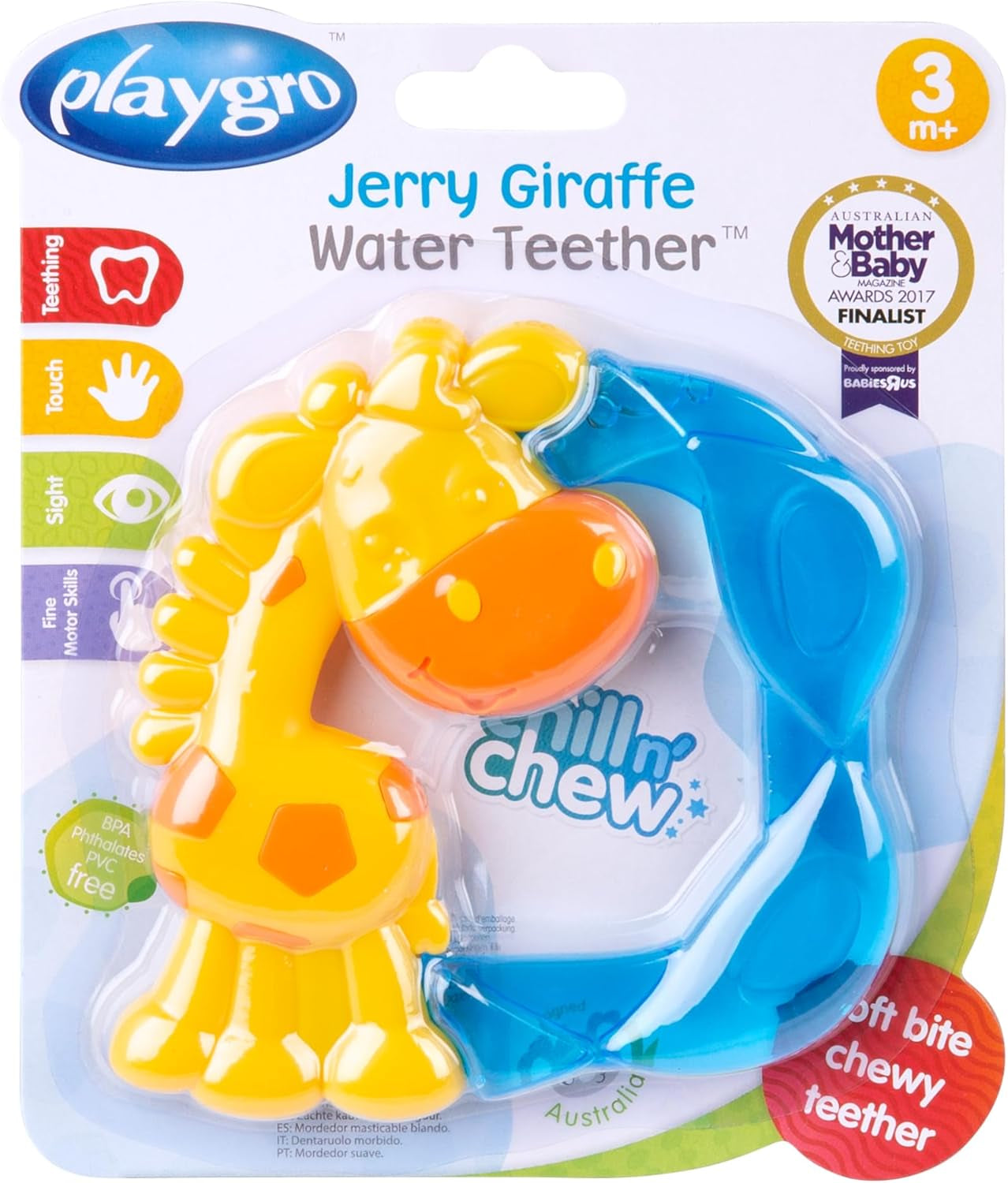 Playgro Jerry Giraffa Massaggiagengive - Massaggiagengive per neonati - Massaggiagengive in silicone - Massaggiagengive in silicone - Aiuto per la dentizione - Silicone - Massaggiagengive per neonati - Colorato