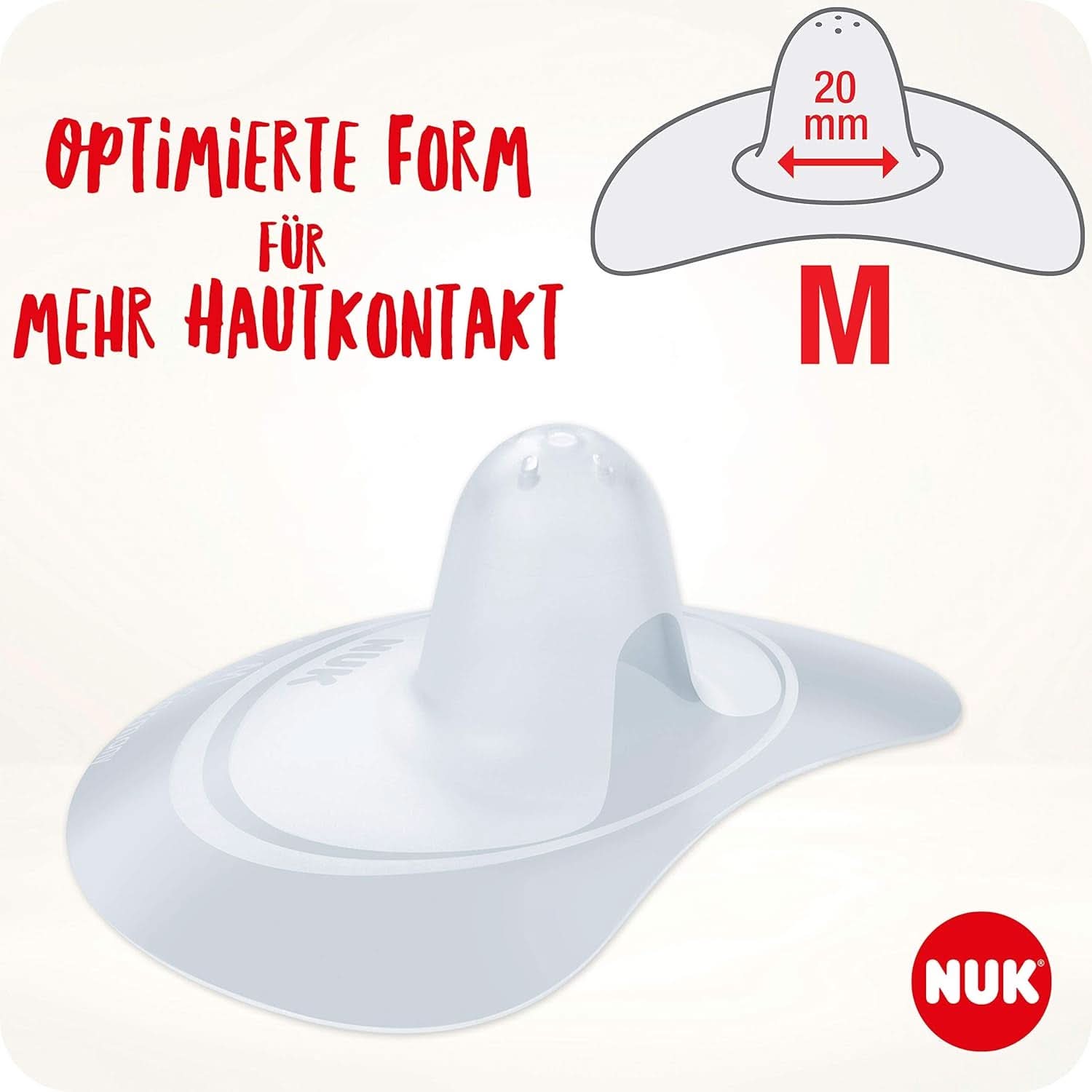 NUK Stillhütchen | Brusthütchen Zum Stillen | Schützt Vor Wunden Brustwarzen | Dünnes Silikon | Taglia M (20Mm) | Compreso Schutzdose | 2 Stück Alimenti per bambini e Accessori per l'allattamento al seno Naty Shop