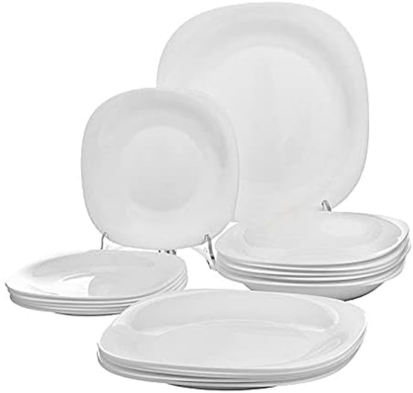 Set di stoviglie in vetro temperato Carine grigio e bianco da 18 pezzi Luminark