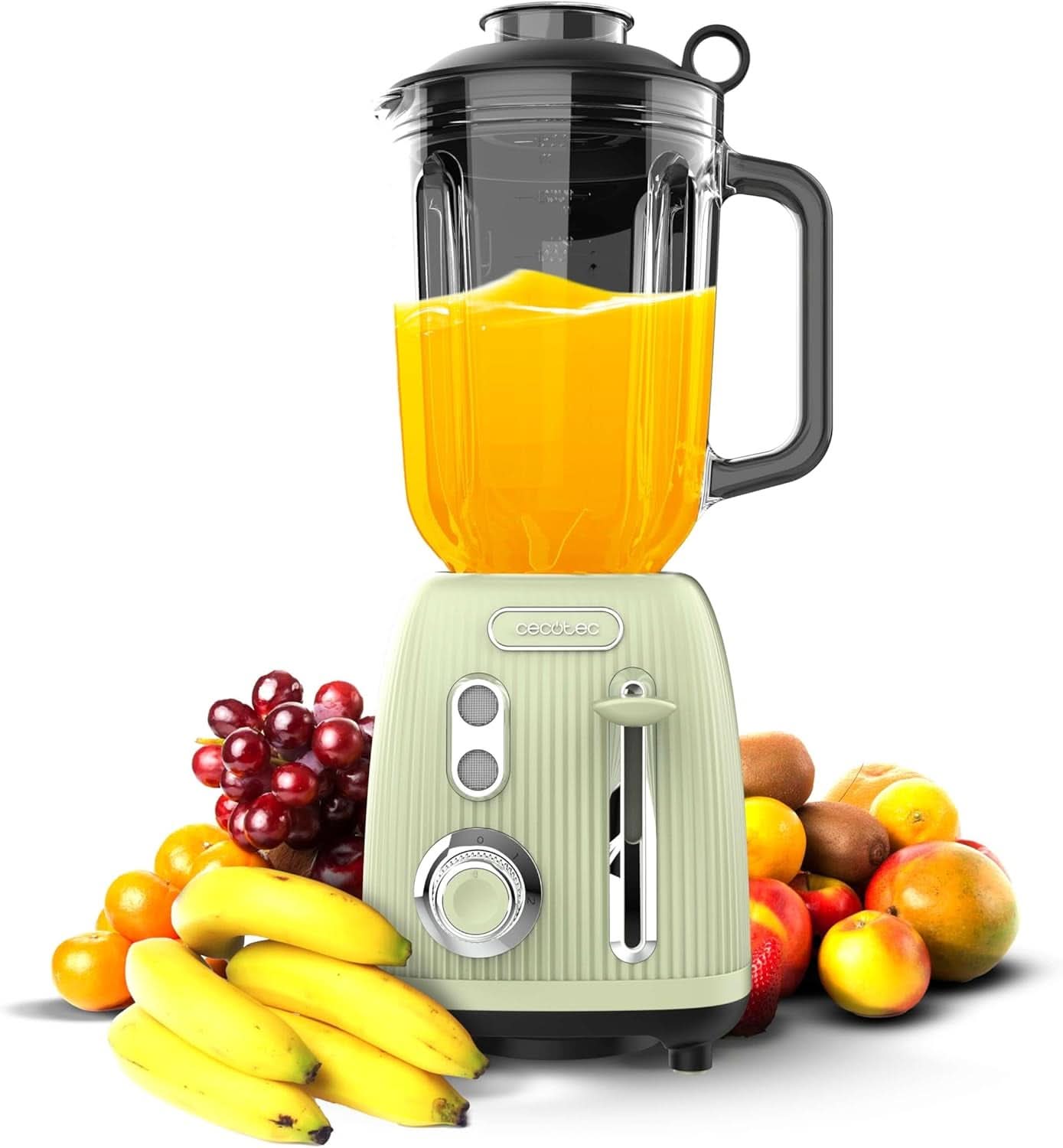 Robot da cucina Cecotec Retro Power Nero Titanio Retroverde. 1200 W Maximale Leistung, 2 Geschwindigkeiten, 4-Klingen-Messer Mit Schwarzer Titanbeschichtung und 1.5L Krug, Vintage-Design in Grün Kitchen Naty Shop Green