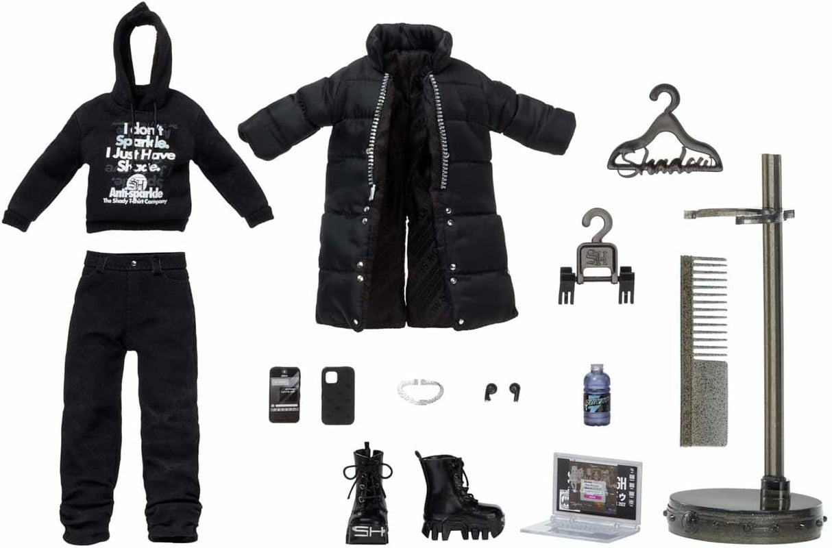 Rainbow High Shadow High - REXX McQueen - Bambola nera alla moda con abiti alla moda e oltre 10 accessori di gioco colorati - Ideale per collezionisti e bambini dai 4 ai 12 anni