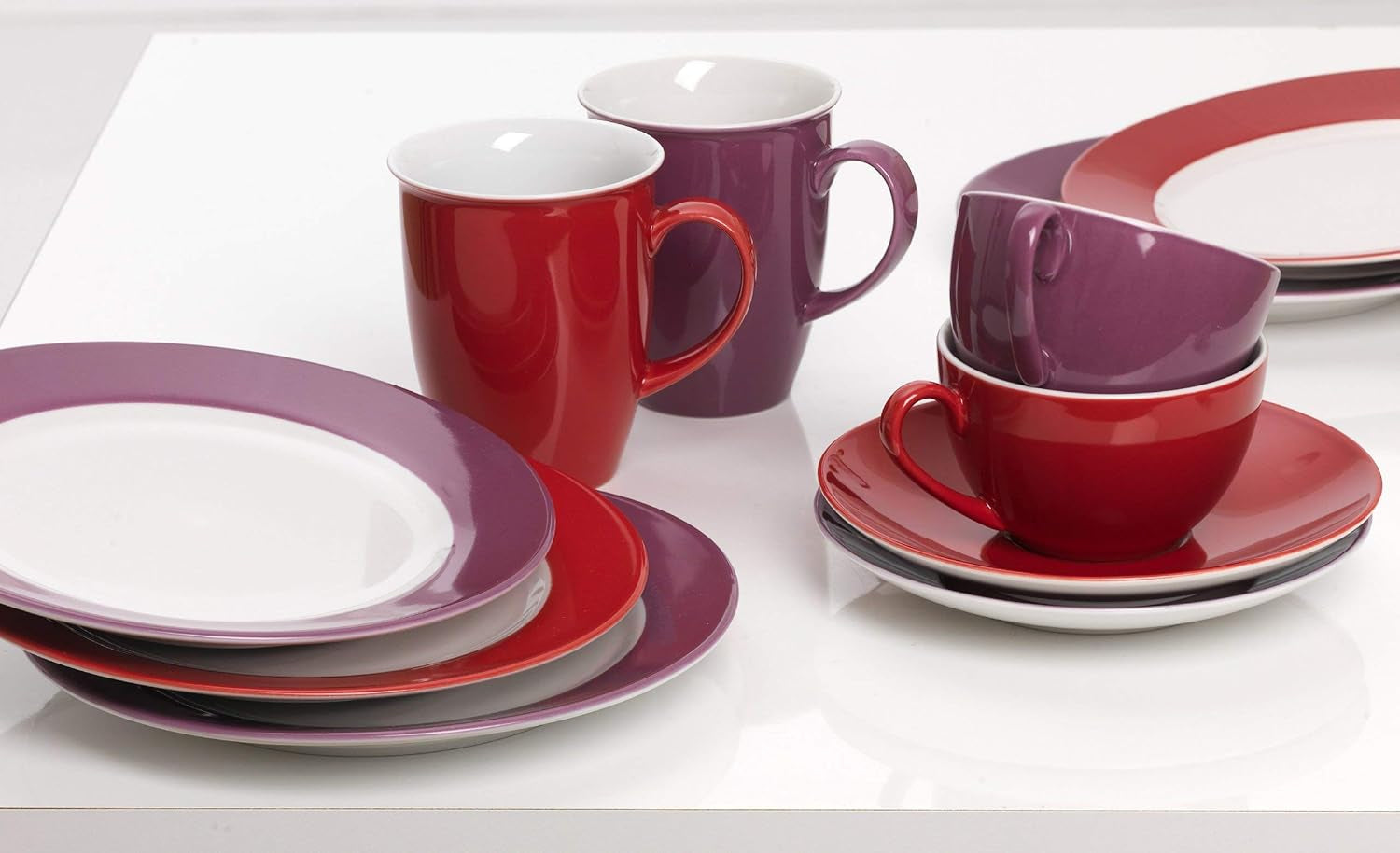 Ritzenhoff & Breker Doppio Servizio Caffè, 12 Pezzi, Porcellana, Rosso