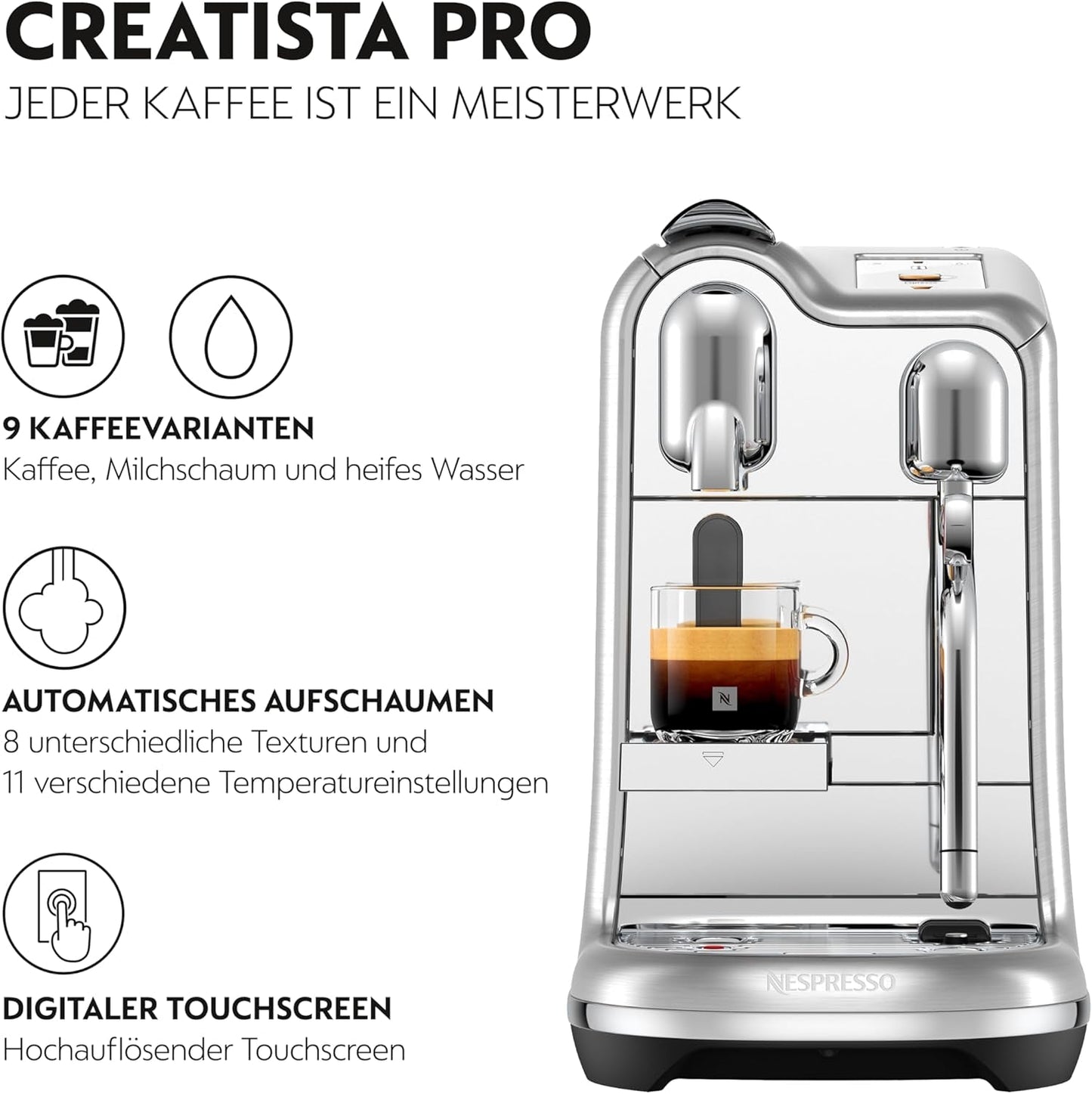 Macchina per caffè espresso Sage Nespresso Creatista Pro, acciaio inossidabile, acciaio inossidabile spazzolato