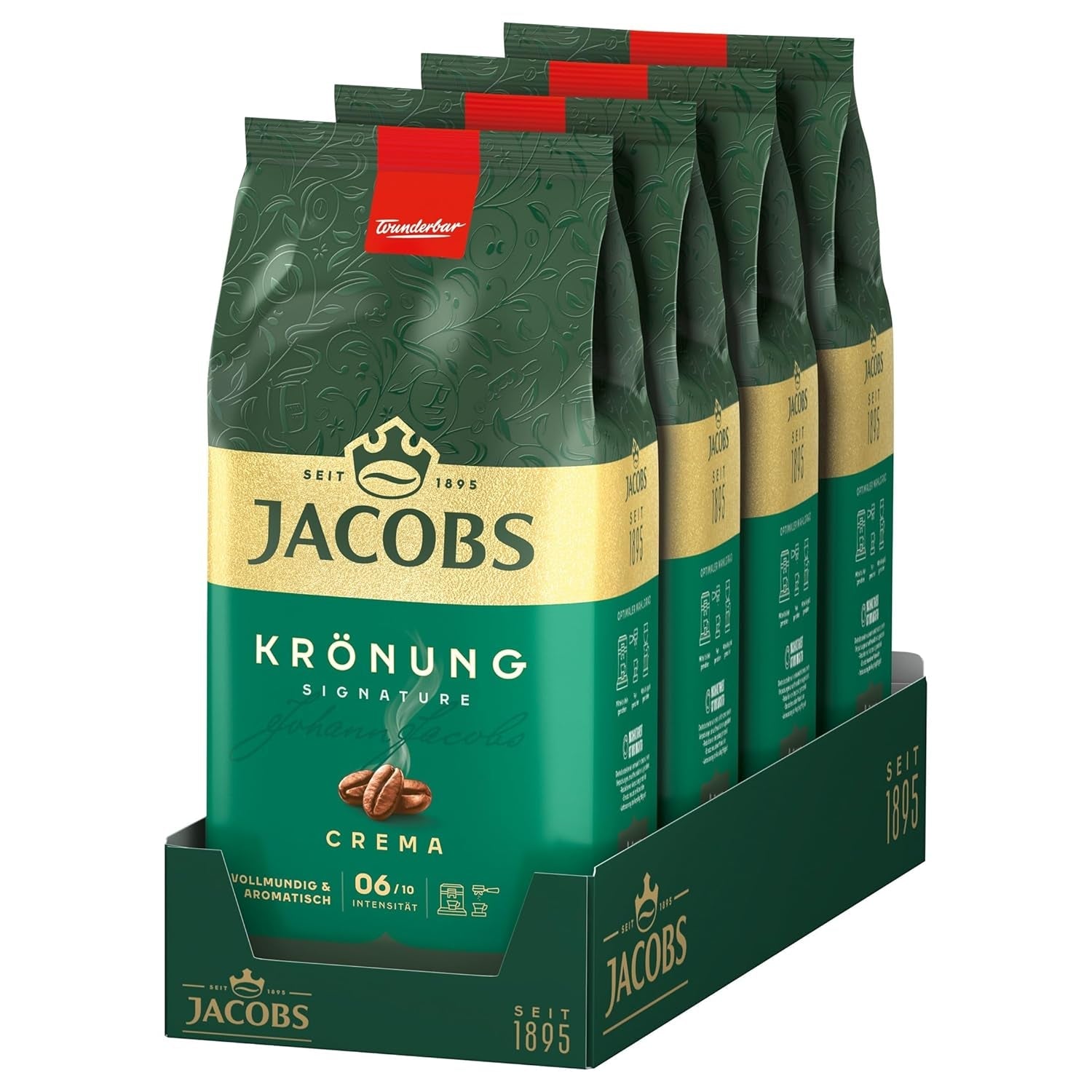 Jacobs Krönung Cream, caffè in grani interi, confezione da 4 (4 x 1000 g)