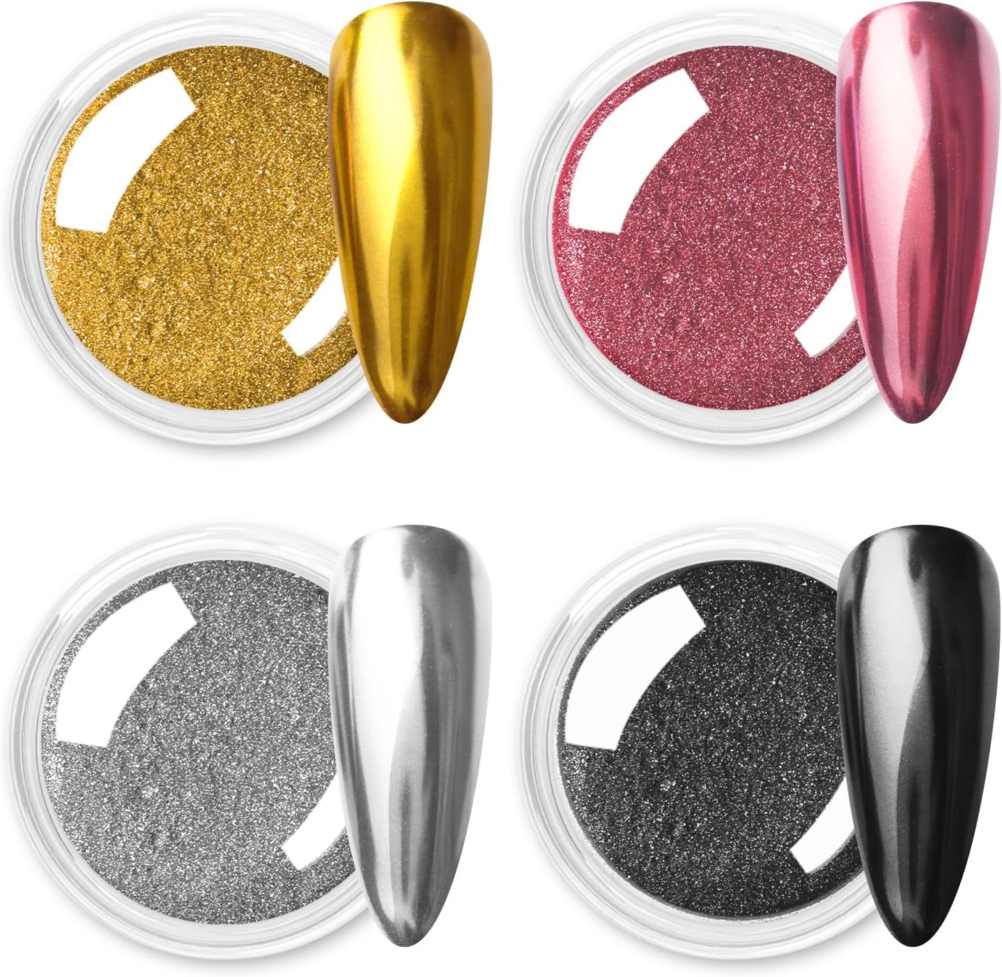 Chrom Nagel Pulver 4 colori irisierendes Aurora Pulver Metallic Spiegel Effekt Pigment Pearlescent Meerjungfrau Glitter Einhorn Glitter per smalto gel Nail Art Dekoration-Purpurgrüner Jadeit