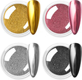 Chrom Nagel Pulver 4 colori irisierendes Aurora Pulver Metallic Spiegel Effekt Pigment Pearlescent Meerjungfrau Glitter Einhorn Glitter per smalto gel Nail Art Dekoration-Purpurgrüner Jadeit
