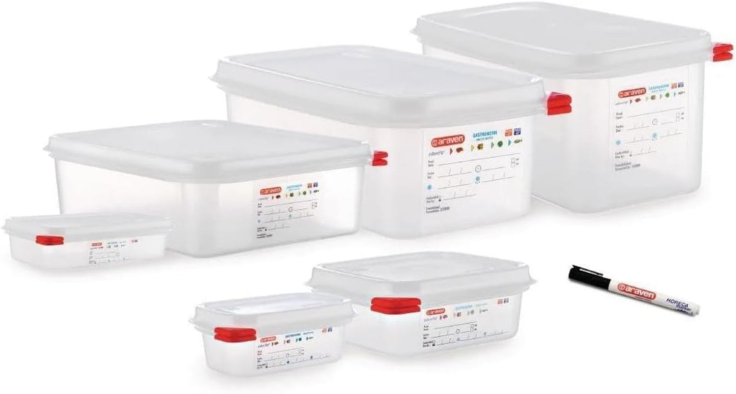 03350 PP Contenitore per alimenti GN con coperchio, 1,1 l, 65 mm (4 pezzi) Contenitori per alimenti Naty Shop