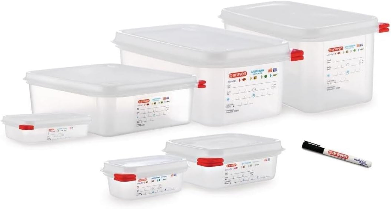 03350 PP Contenitore per alimenti GN con coperchio, 1,1 l, 65 mm (4 pezzi) Contenitori per alimenti Naty Shop