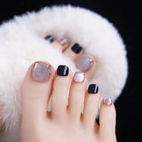 Set unghie finte adesive - Unghie finte francesi - 24 pezzi Design quadrato corto Unghie artificiali con sfumatura rosa bianca e manicure con ballerina (Short Pink Gradient)