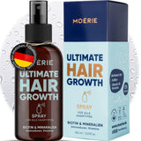MOÉRIE Spray minerale definitivo per la crescita dei capelli, per capelli più lunghi, spessi e folti - con biotina e caffeina - Prodotti vegani per capelli, senza parabeni, tutti i tipi di capelli, inverte la caduta dei capelli - Fornitura per 2 mesi Cura dei capelli Naty Shop Set singolo