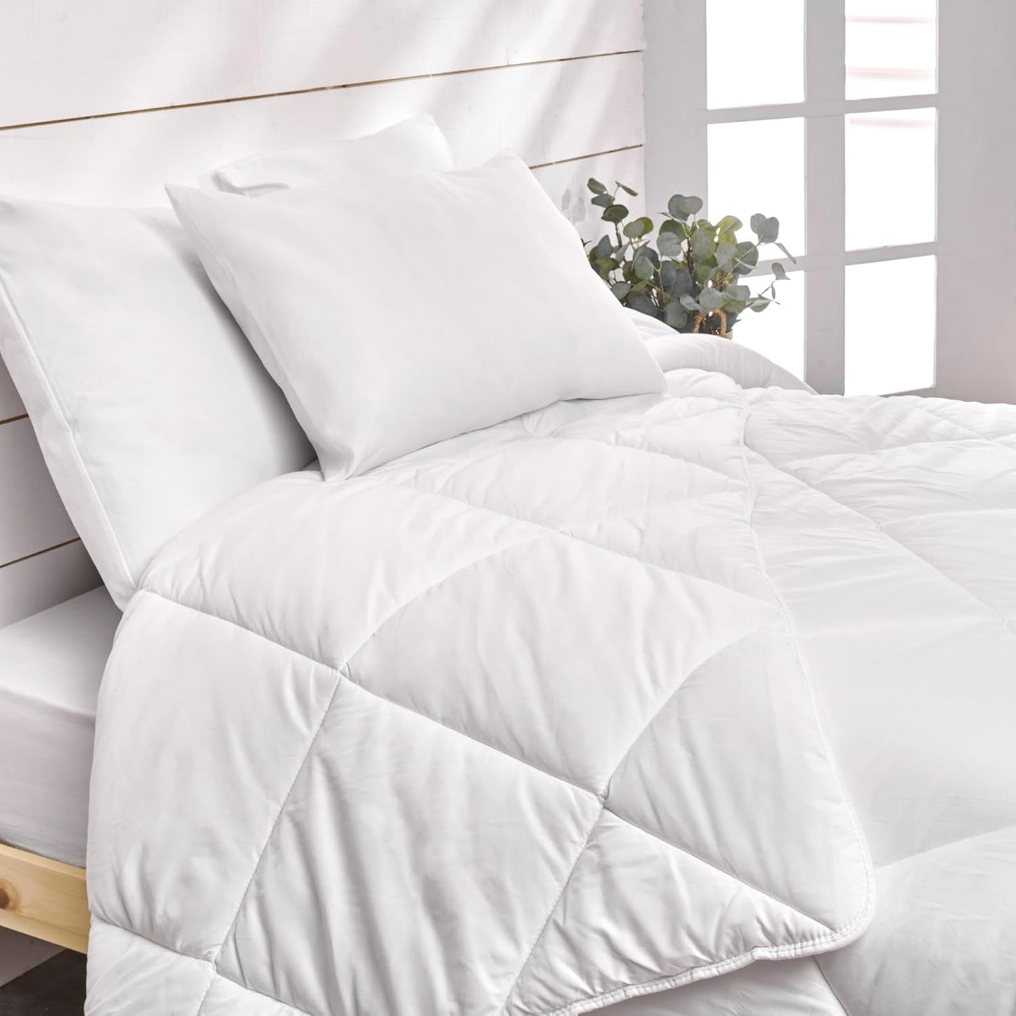 Calda trapunta per 1 persona, Hygiafill lavabile a 95°, testata professionalmente, bianco, 140X200Cm, KBOB40 Trapunte e trapunte Naty Shop