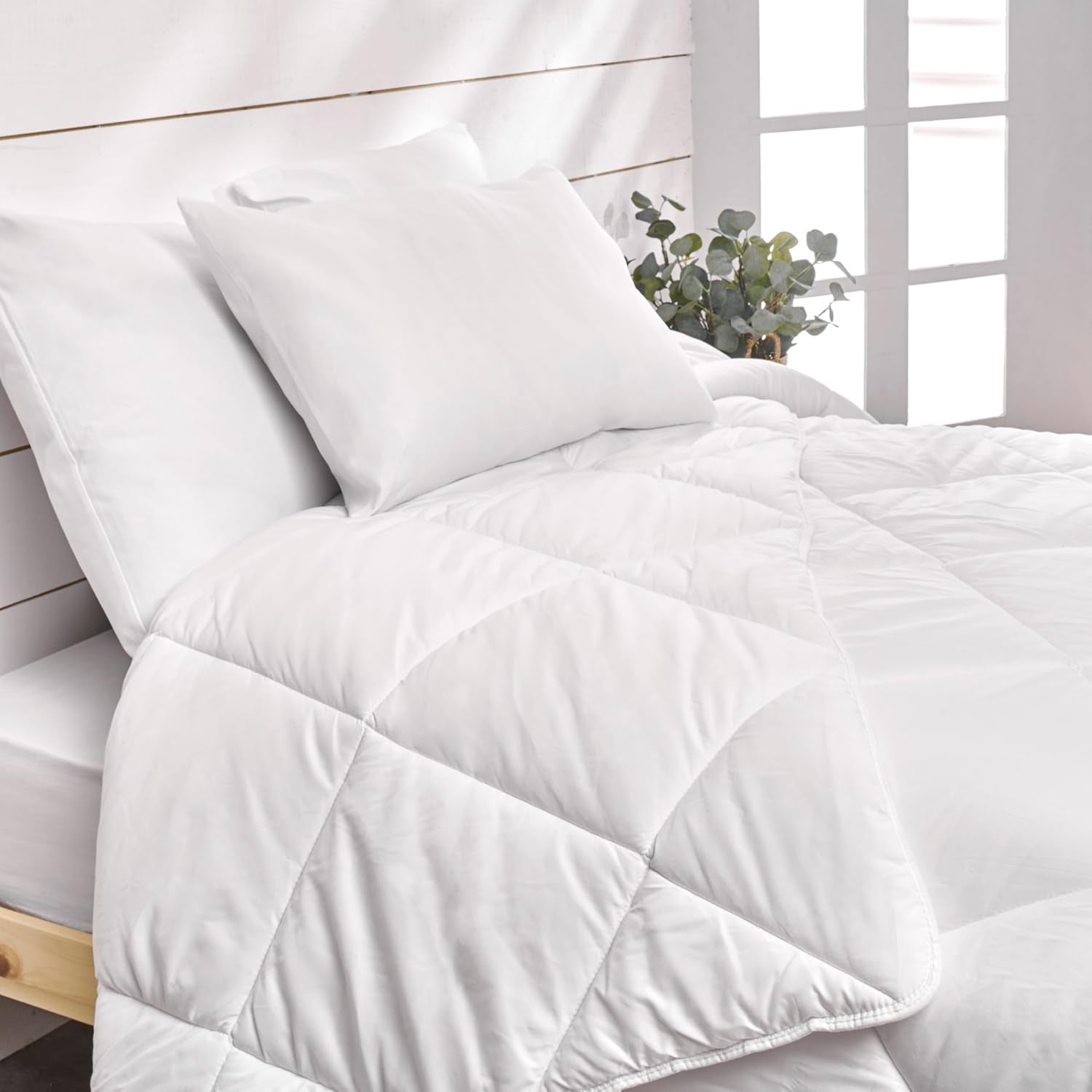 Calda trapunta per 1 persona, Hygiafill lavabile a 95°, testata professionalmente, bianco, 140X200Cm, KBOB40 Trapunte e trapunte Naty Shop