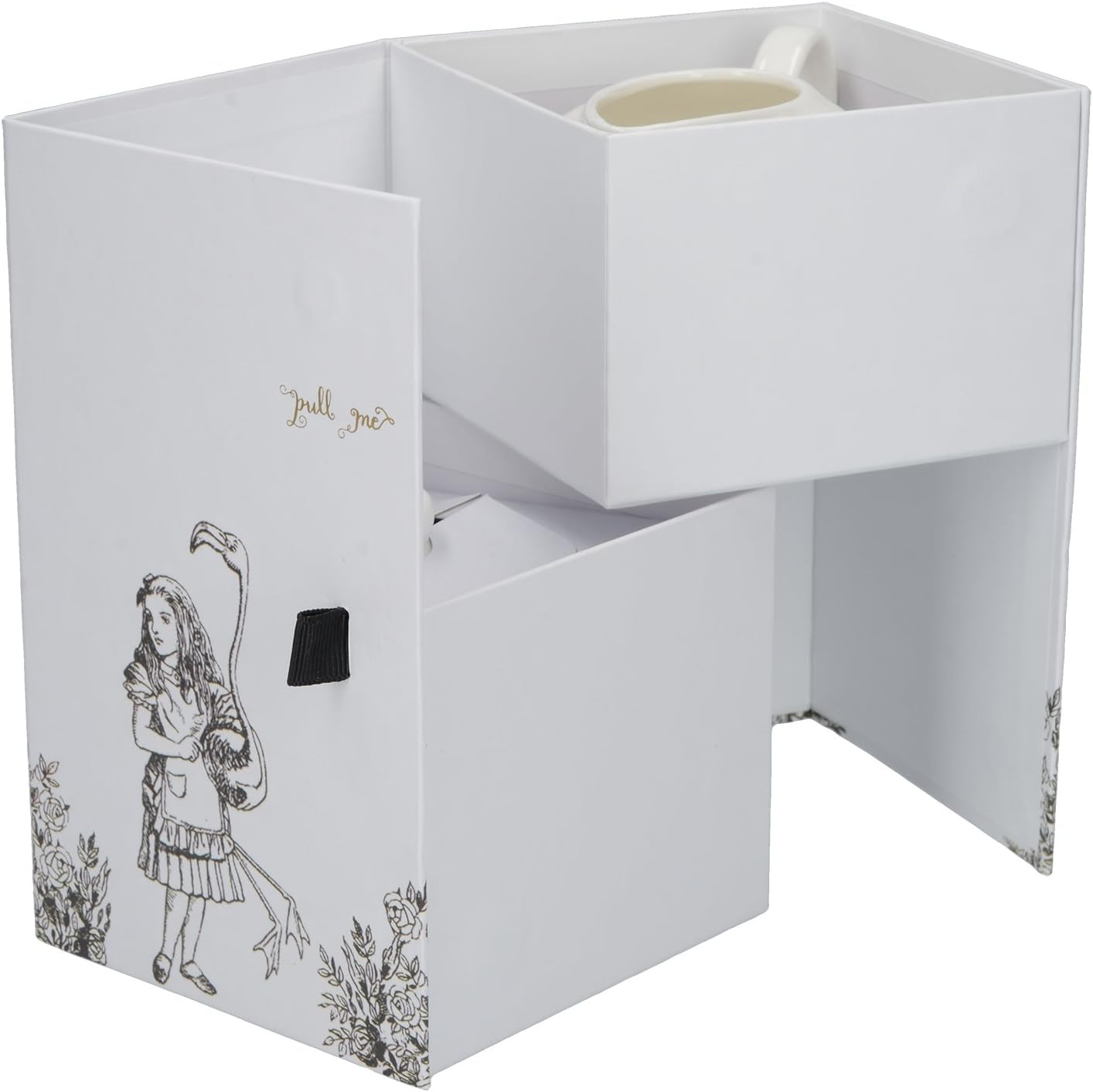Teiera e lattiera in fine porcellana Alice nel Paese delle Meraviglie, ciotola e lattiera in porcellana in una lussuosa confezione regalo